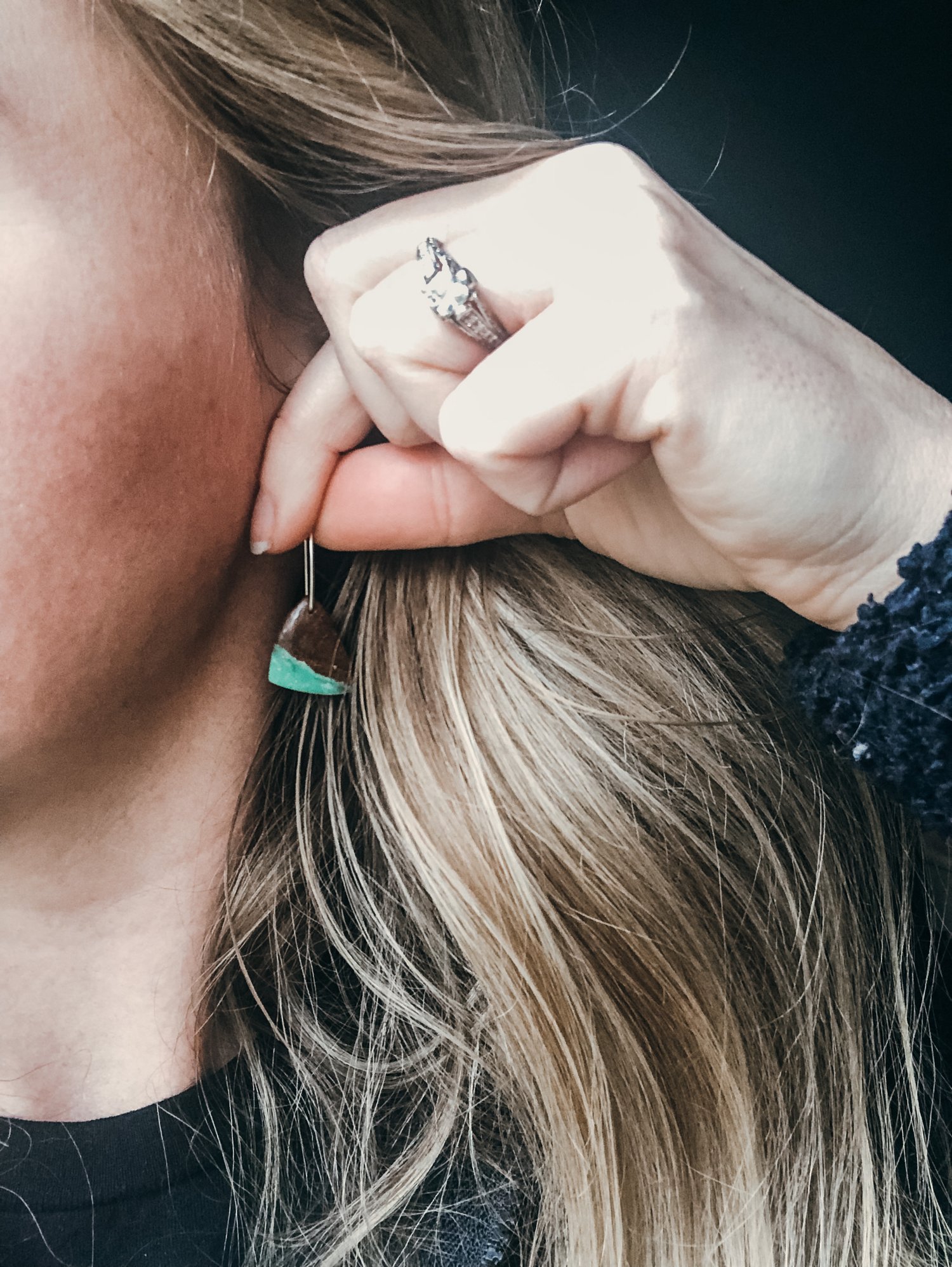 Image of OOAK Chrysoprase Triangle Dangles on Sterling Silver