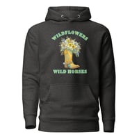 Image 4 of Unisex Hoodie, Wildflowers Wild Horses Cowgirl Western Boot Sunflower Hoodie