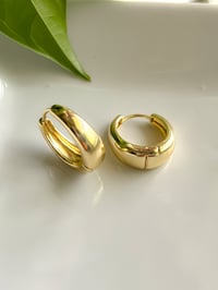 Image 1 of Medium Larger Chunky Drop Gold Plated Hoops
