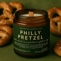 Image 1 of Philly Pretzel Candle - 5oz Amber Jar & Wood Wick