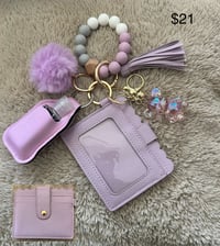 Image 3 of Beaded Wristlet Wallet Badge/ID Keychain 