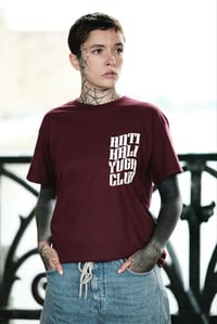 Image 2 of ANTI KALI YUGA CLUB /Shirt (Maroon/White)