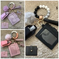 Image 1 of Beaded Wristlet Wallet Badge/ID Keychain 