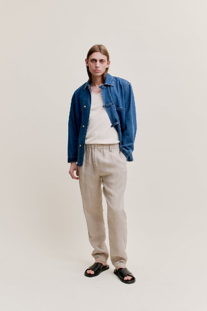 Image of A KIND OF GUISE ELASTIC WIDE PANT BEACH LINEN