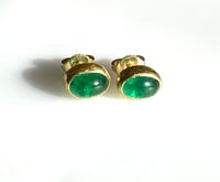 Image 5 of Emerald Cabochon 22k Bezel Earrings