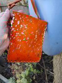 Image 7 of Woodstock cross body passport bag - orange with gold and peach star