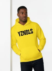 Image 1 of YB Yellow Abbreviated Print Pullover Hoodie