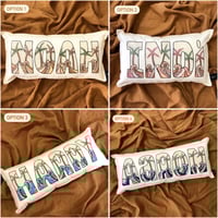 Image 3 of Coastal palm/wave personalised name cushion 