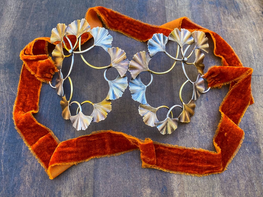 Image of Art Nouveau Ginkgo Brass Sterling Mask