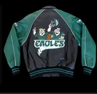 Image 4 of 💎 Vintage 💎 Montana Toons 🏈 Philadelphia Eagles 🦅 Leather Jacket 🧥 