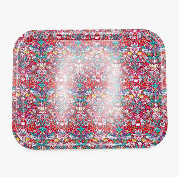 Image of Liberty Fabric Tray - Strawberry Thief Red