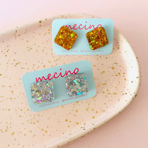 Image of Square Studs - Glitter Mix 