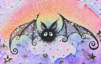 ‘Soot Bat & the Rainbow’ Embellished Art Print