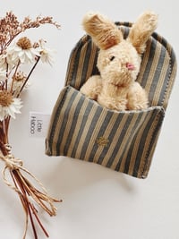 Image 2 of Tiny Plush bunny - Blue pinstripe