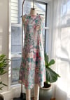 Holly Stalder Vintage Fabric Floral Denim  Dress Size Large