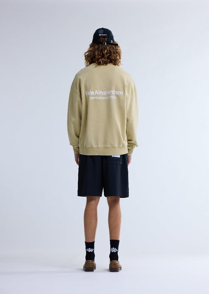 Image of NEW AMSTERDAM SURF ASSOCIATION LOGO CREWNECK YELLOW STONE