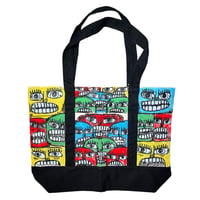 Image 4 of COLORFUL FACES CANVAS TOTE BAG