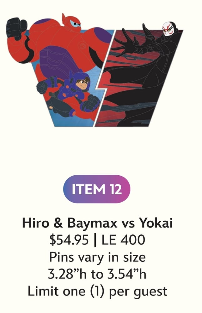 Image of Hiro & baymax disney Heroes vs. villains wdi le 400 pin 