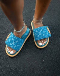 Image 2 of LV Denim Pillow Slides