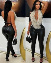 Image 1 of Leather fur jumpsuit 
