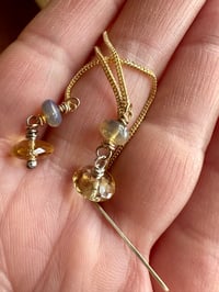 Image 20 of 14k yellow gold threader earrings with opals and citrine