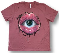 Image 1 of “HUNGRY EYES” HAND PAINTED T-SHIRT 2XL