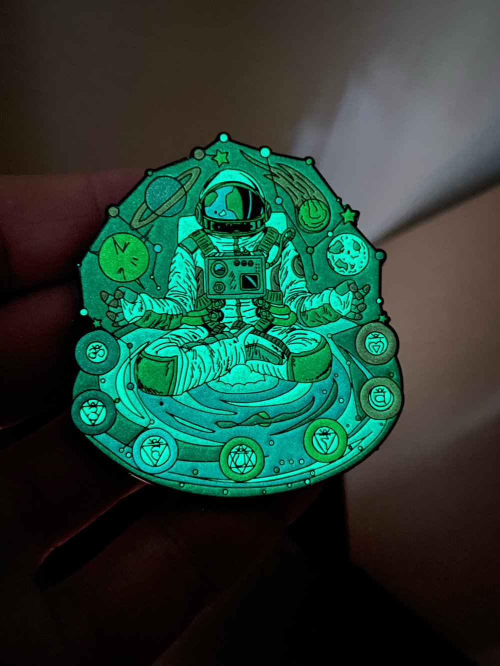 Glow in the Dark Chakra Spaceman pin