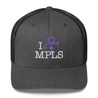 Image 3 of I [PRINCE] MPLS Trucker Cap (White Text)