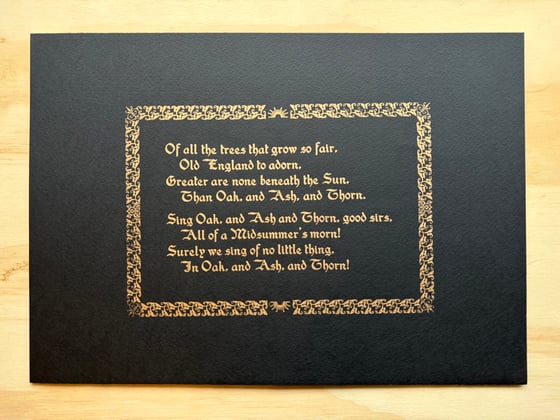 Image of ‘Oak, Ash and Thorn’ Letterpress print A4