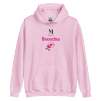 Image 3 of MamaFe's Pink Font Smooches and M Logo Unisex Hoodie