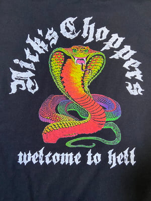 Image of NICK'S CHOPPERS Rainbow Cobra BLACK Tee