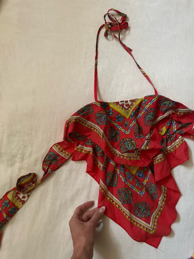 70s scarf tie back halter top