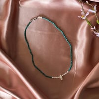 Image 1 of Turquoise, Pearls & Fossilized Ivory Choker