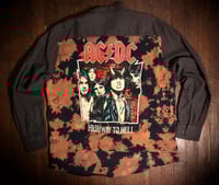 Upcycled “AC/DC tie dye” t-shirt flannel