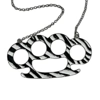 Image 2 of zebra brass knuckle necklace 