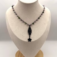 Image 2 of Lilac Oak Leaf & Flower Necklace