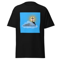 Image 3 of crossreference316 logo tee light blue background