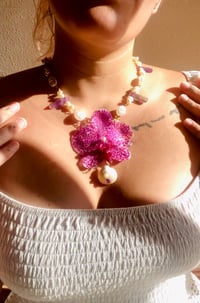Image 1 of 💜Spotted Amethyst Moth Orchid Necklace💜