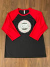 CAU Crest Unisex 3/4-Sleeve Baseball T-Shirt (Black/Red)