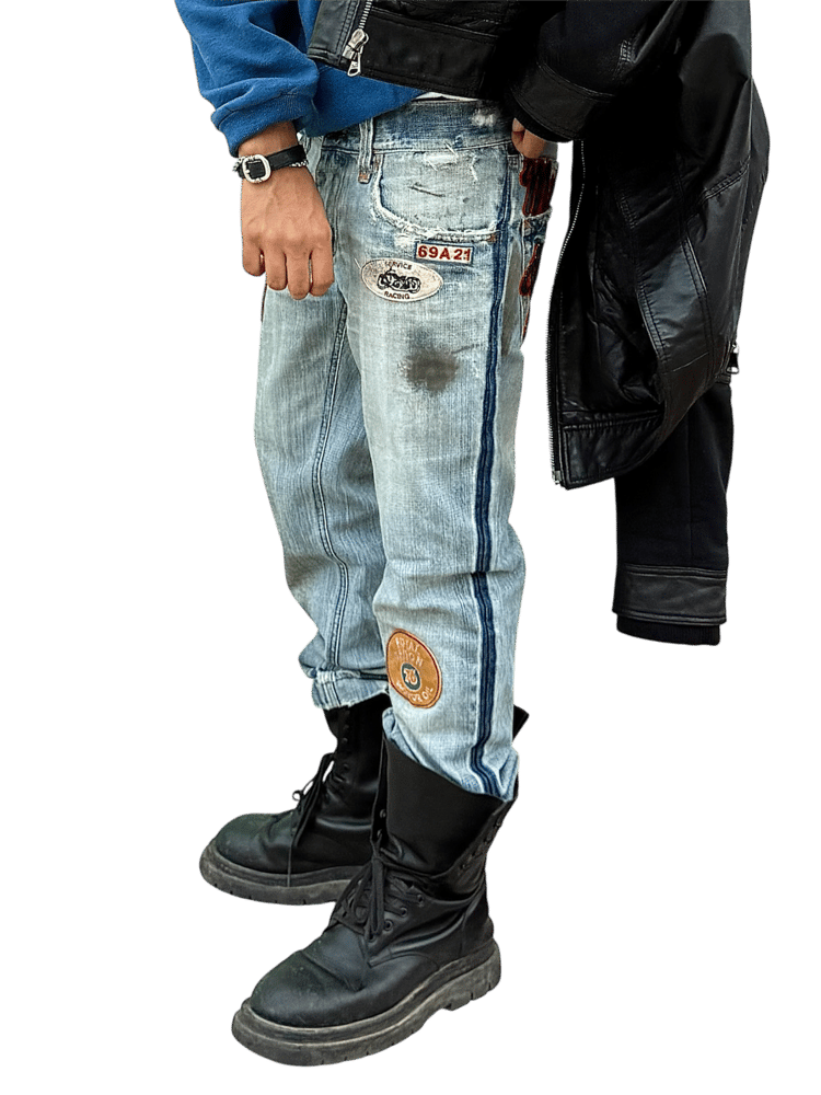 Image of 2000s Dolce & Gabbana Patch Biker Denim