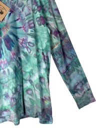 Image 5 of 1XL Ladies Long-Sleeve Stretch Tee in Mermaid Spiral Ice Dye