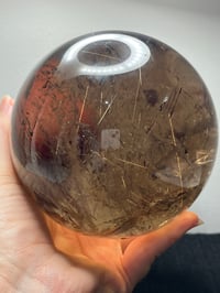 Image 2 of Golden Rutile In Smoky Quartz Sphere #1770