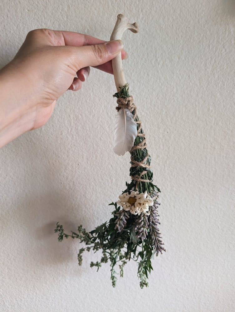 Image of Mugwort and Lavender Broom (wrapped on bone)