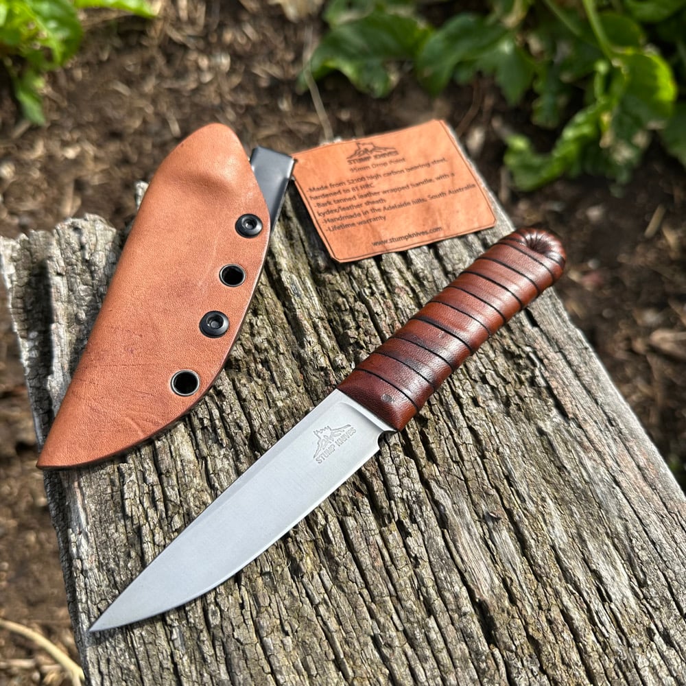 Image of 95mm Drop Point 52100 leather
