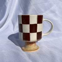 Image 1 of Brown Checkered Ceramic Mug