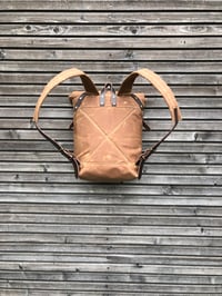 Image 5 of Waterproof backpack medium size rucksack in waxed canvas, with volume front pocket and double layere