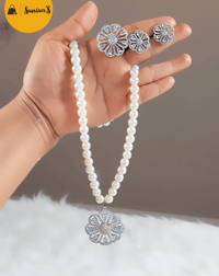 Image 4 of Simi_American Diamond Pearl Set with Adjustable Ring