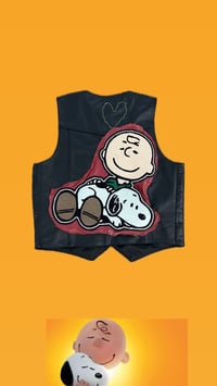 Image 1 of it’s ok Charlie Brown 100% leather Vest