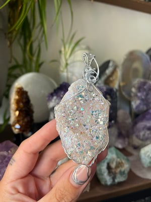 Image of Angel aura geode necklace 