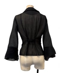 Image 2 of Ralphie Boy sheer black cotton voile zip-front jacket with adjustable back belt”